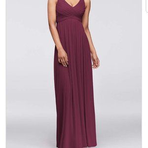 Wine colored David’s Bridal formal dress